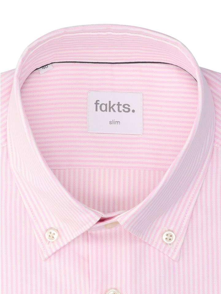 Pink katoenen hemd (slim fit) met strepen en lange mouwen Fakts 