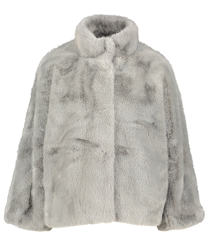 Lichtgrijze faux fur jas Furkim Due Amanti