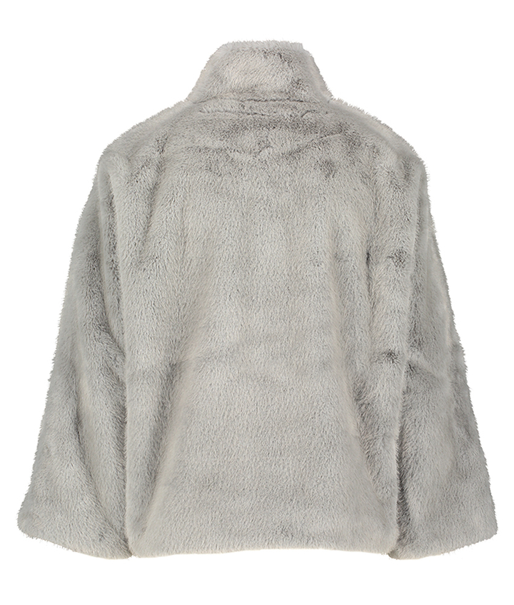 Lichtgrijze faux fur jas Furkim Due Amanti