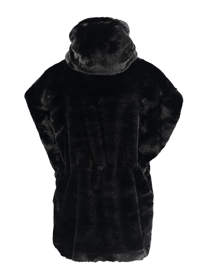 Zwarte faux fur mouwloze bodywarmer met kap Midil Due Amanti