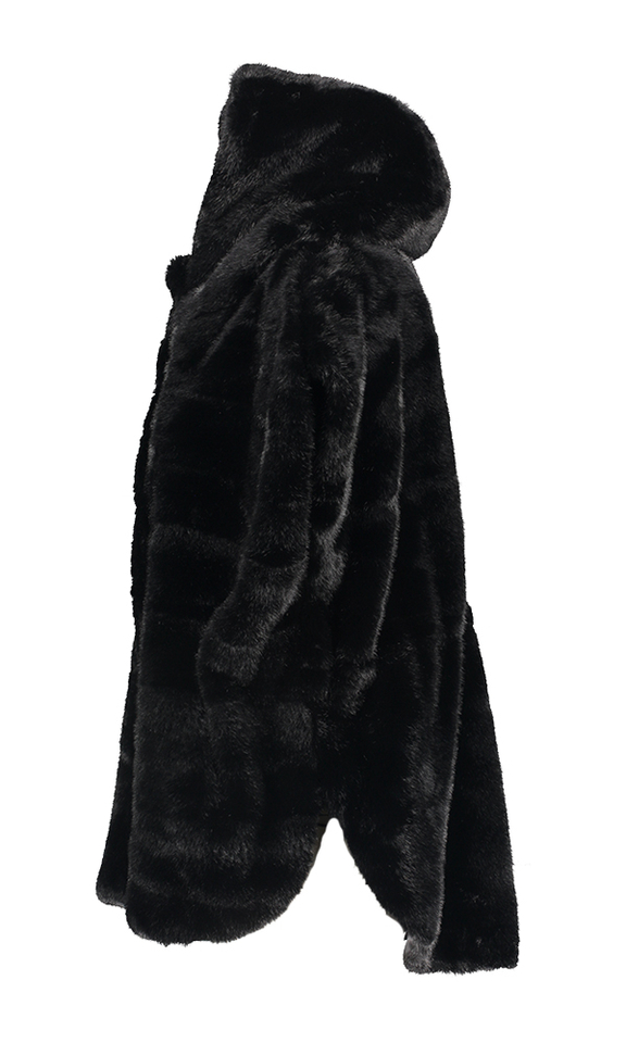 Zwarte faux fur mouwloze bodywarmer met kap Midil Due Amanti