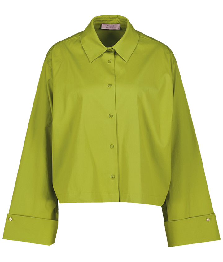 Groene poplin bloes Erina Studio Anneloes