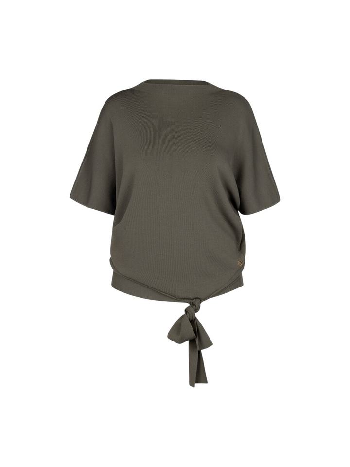 Groene trui met knoop detail onderaan Jottie Studio Anneloes