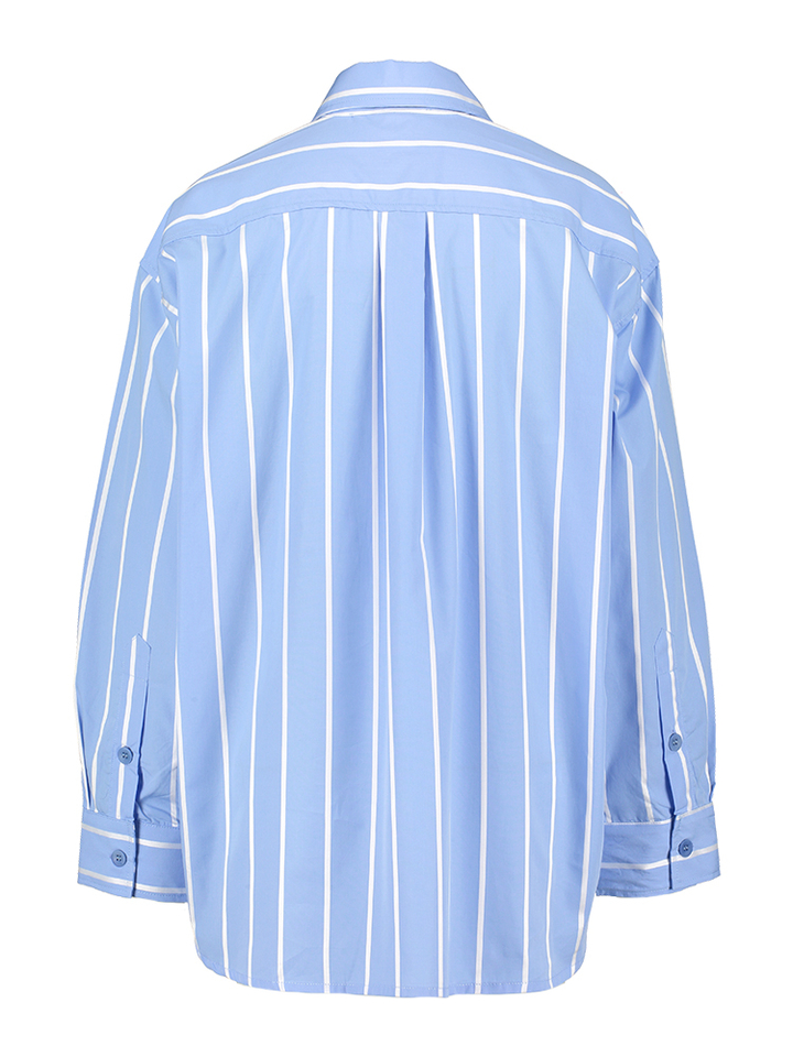 Blauwe katoenen bloes met witte strepen Julia June 