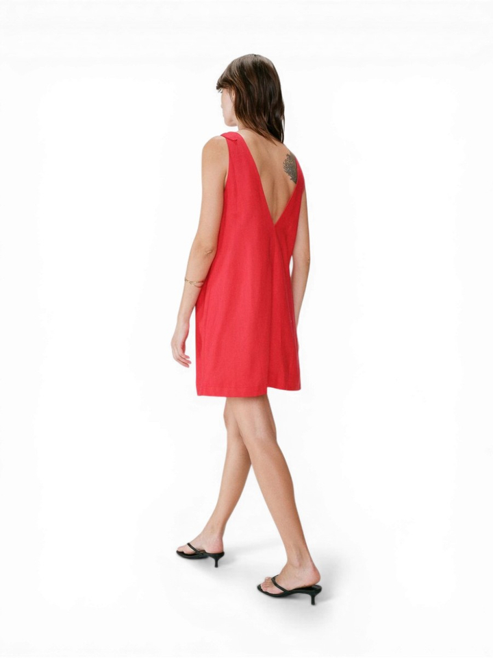 Rode uitlopende katoenen jurk Wynette Grace&Milla