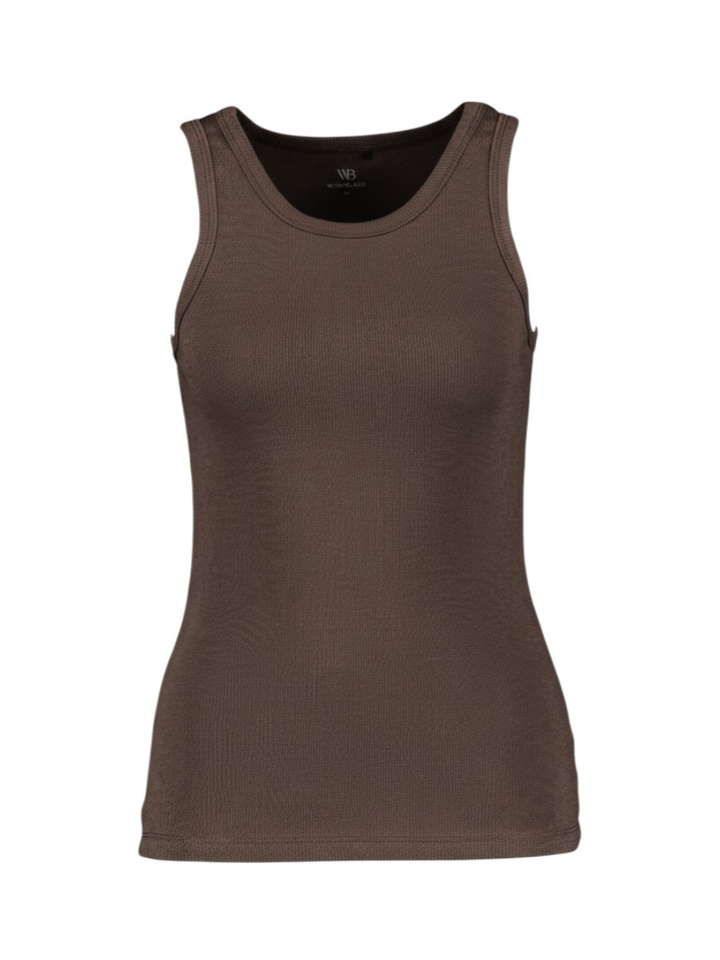 Bruine top in ribbel Dordi Withblack