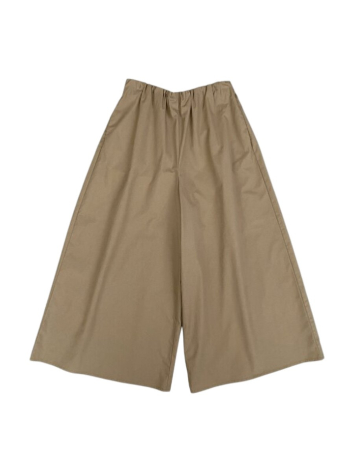 Camel kleurige 7/8 wijde broek met elastiek Lara Culotte Withblack