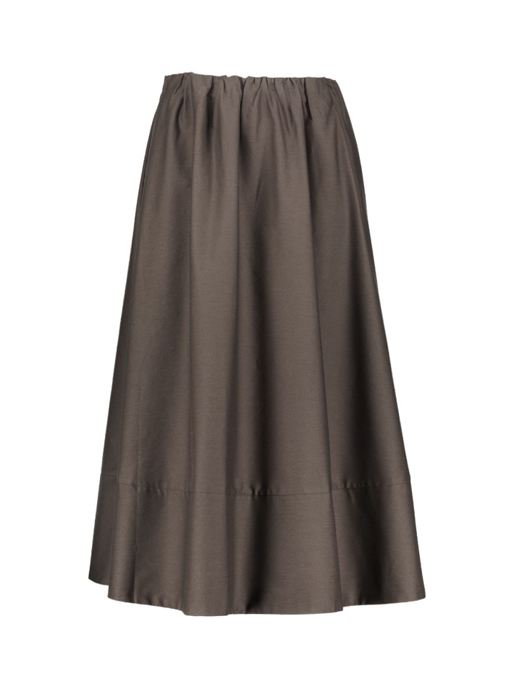Donkerbruine katoenen rok met elastiek Milan Maxi Skirt Withblack