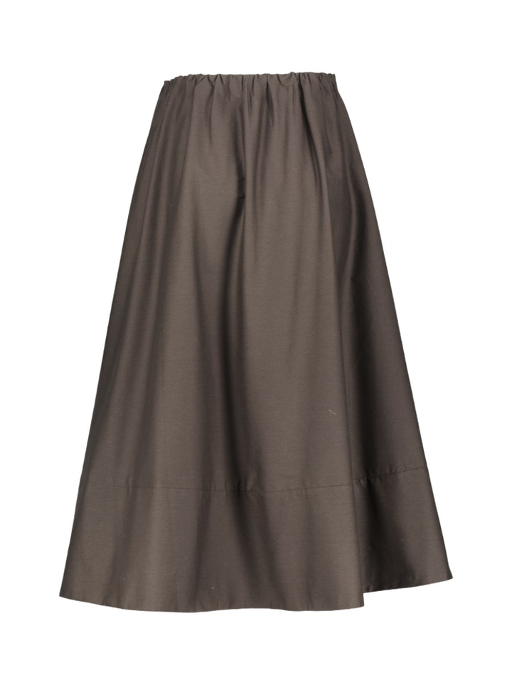 Donkerbruine katoenen rok met elastiek Milan Maxi Skirt Withblack