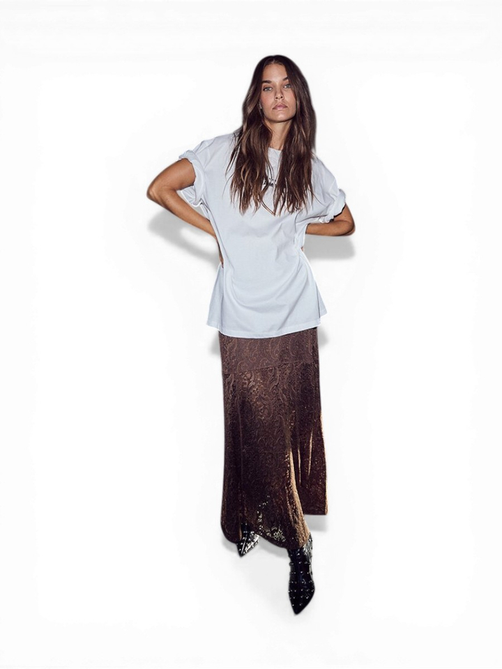 Donkerbruine kanten rok Haute L'Amitie