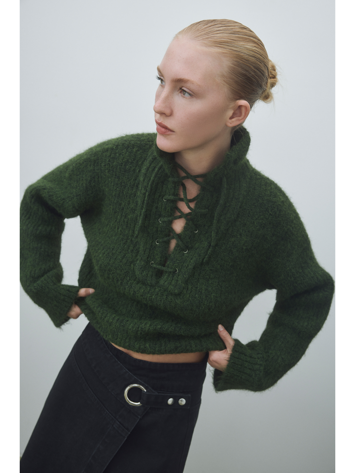 Groene trui met opstaande kraag Vigleeba Vila