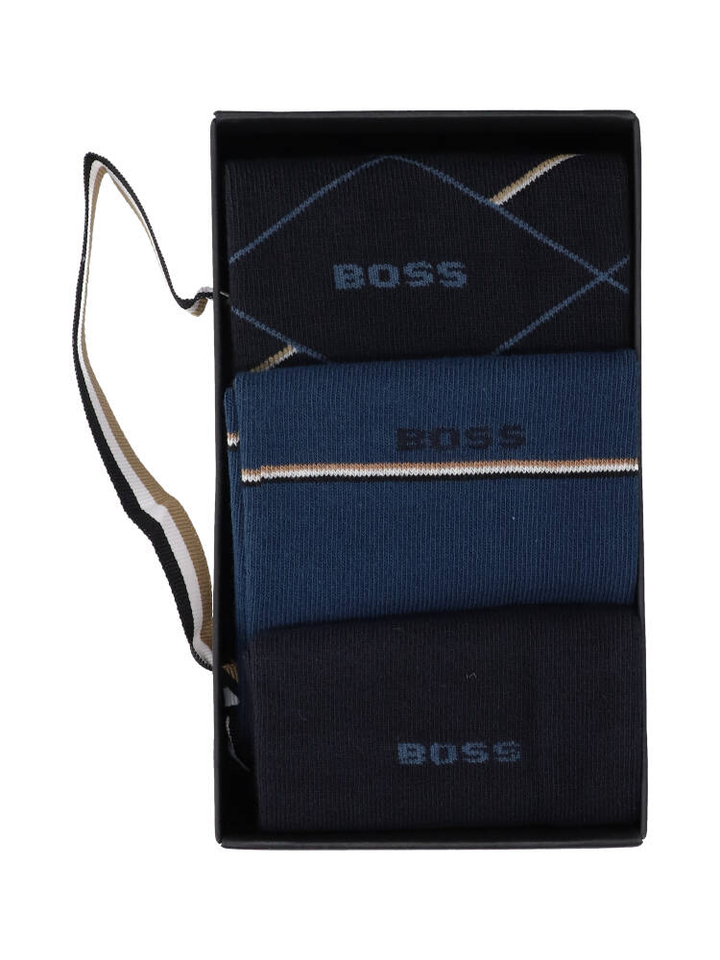 Blauwe kousen giftbos 3 paar Hugo Boss