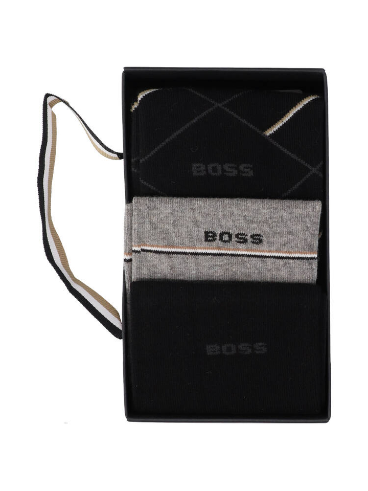 Zwart grijze kousen giftbos 3 paar Hugo Boss