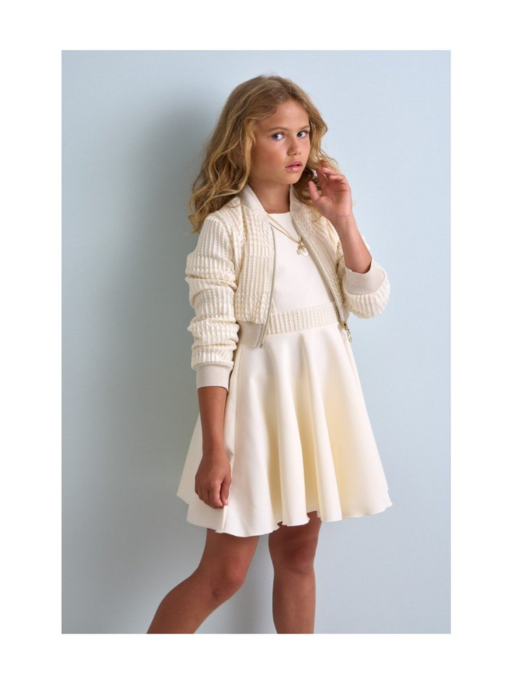 Ecru structuur cropped jas Diamante Blu 