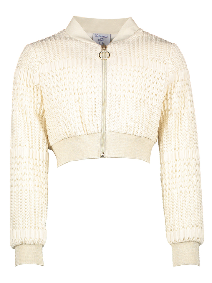 Ecru structuur cropped korte jas Communie Diamante Blu