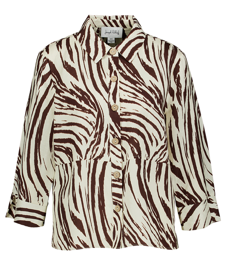 Beige nbloes met bruine print Joseph Ribkoff 