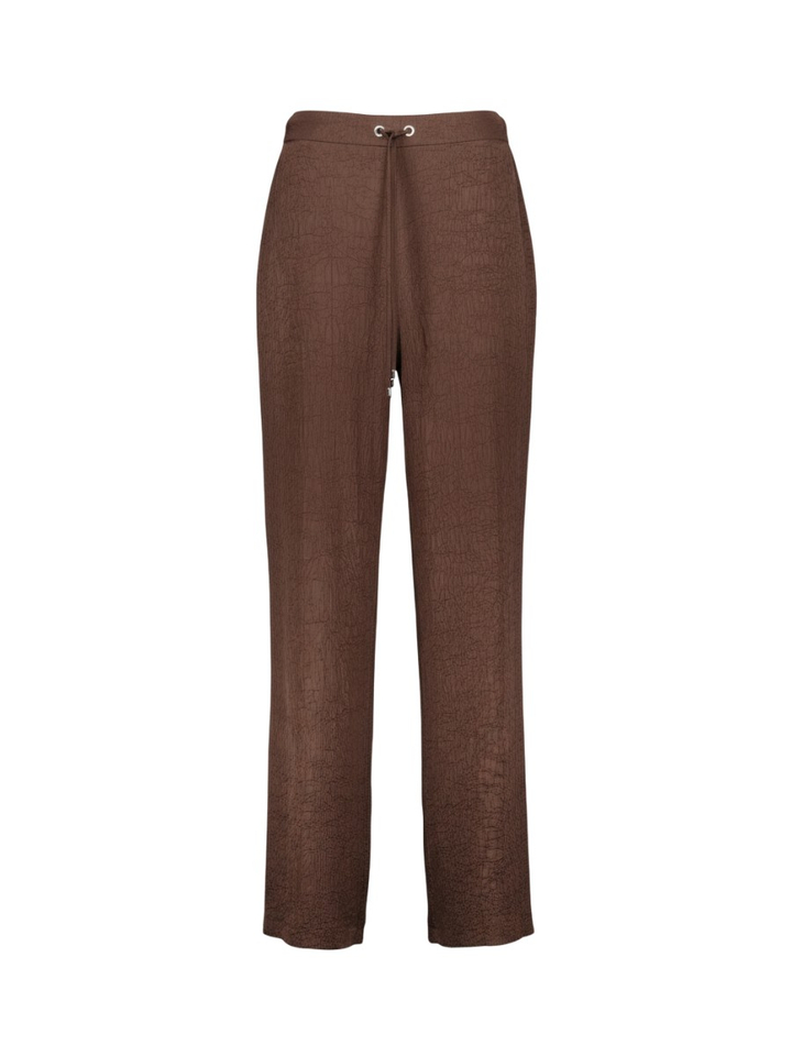 Bruine broek in crinckle stof met elastiek Joseph Ribkoff