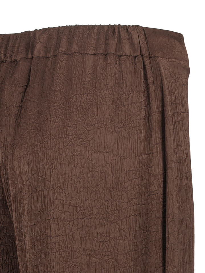Bruine broek in crinckle stof met elastiek Joseph Ribkoff