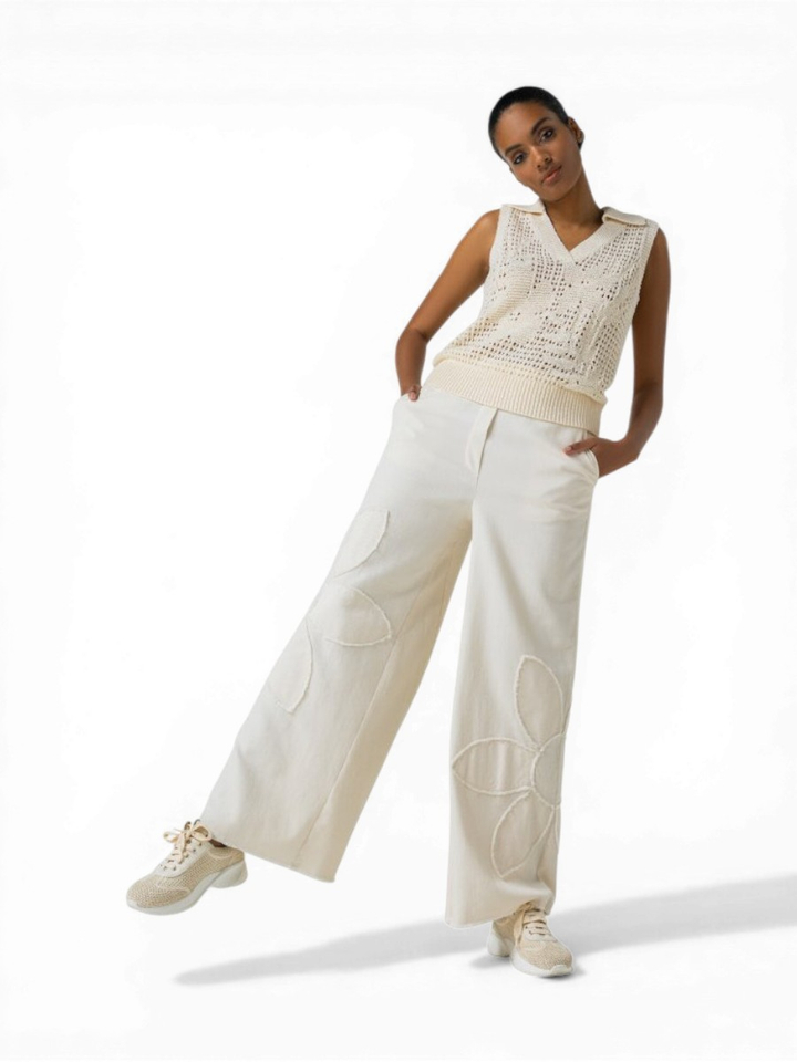 Bruine broek in crinckle stof met elastiek Joseph Ribkoff