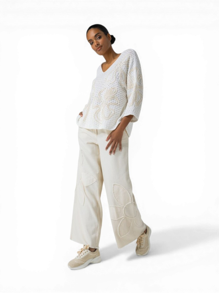 Bruine broek in crinckle stof met elastiek Joseph Ribkoff