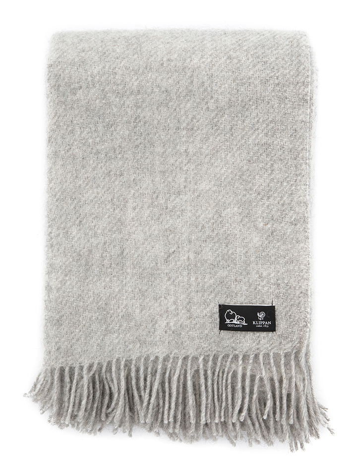 Grijze wollen plaid Gotland Crispy Klippan
