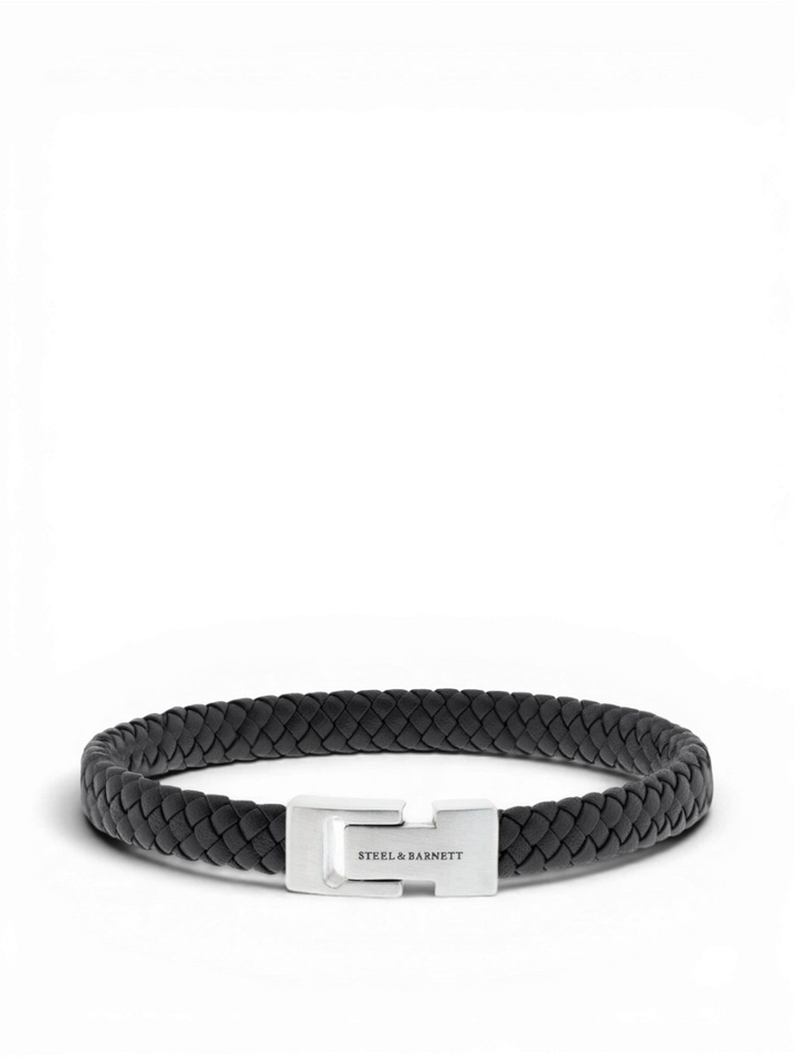 Zwarte leren armband Archie Steel And Barnett
