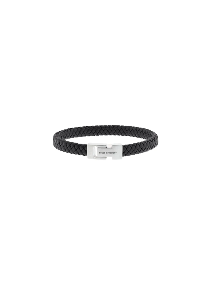 Zwarte leren armband Archie Steel And Barnett