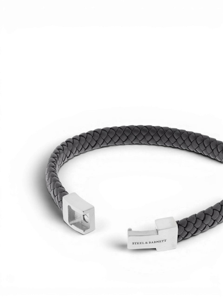 Zwarte leren armband Archie Steel And Barnett
