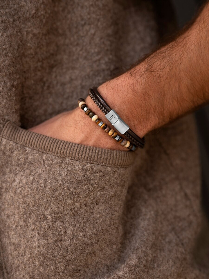 Bruine leren armband Denby Steel And Barnett