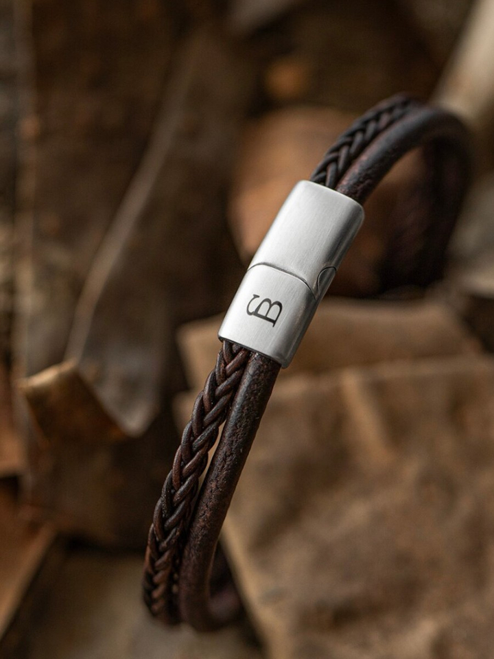 Bruine leren armband Denby Steel And Barnett