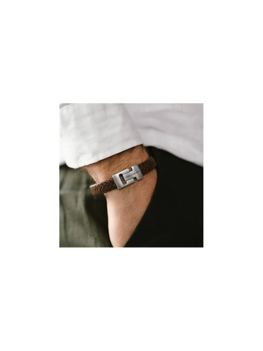 Bruine leren armband Harrison Steel And Barnett