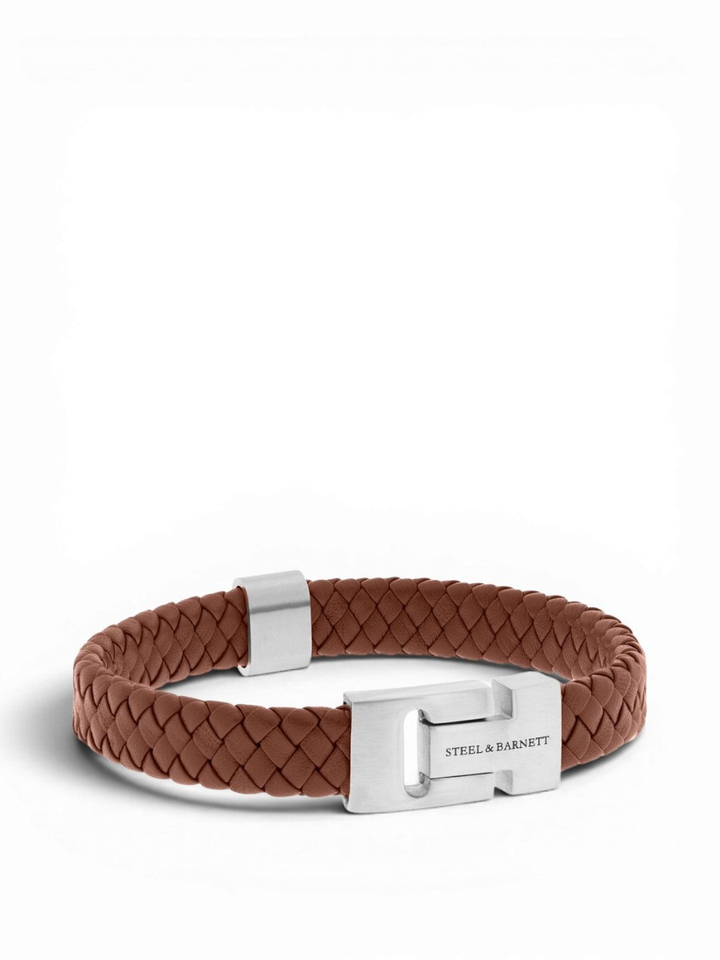 Pindabruine leren armband Harrison Steel And Barnett