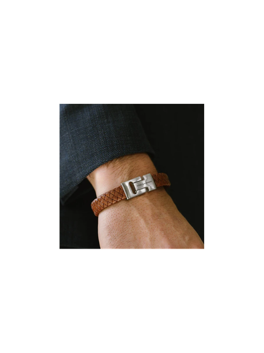 Pindabruine leren armband Harrison Steel And Barnett