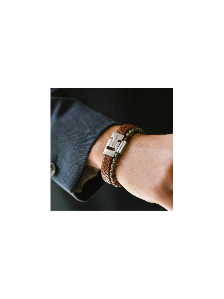 Pindabruine leren armband Harrison Steel And Barnett