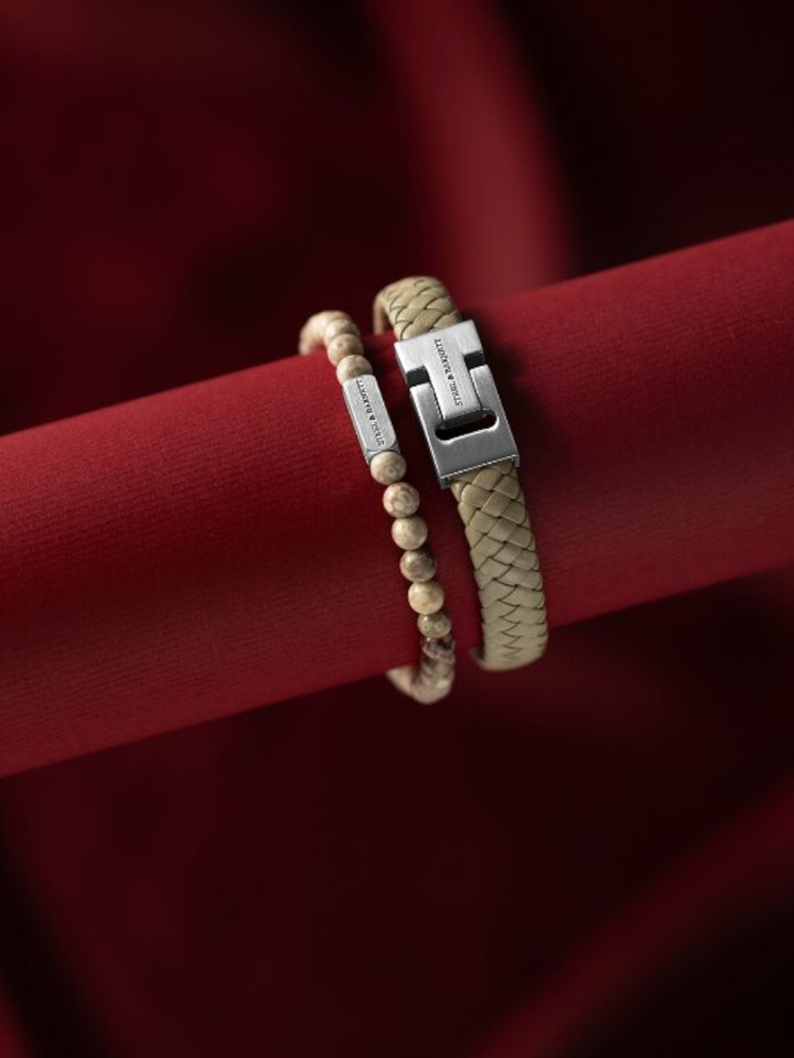 Ecru leren armband Harrison Steel And Barnett