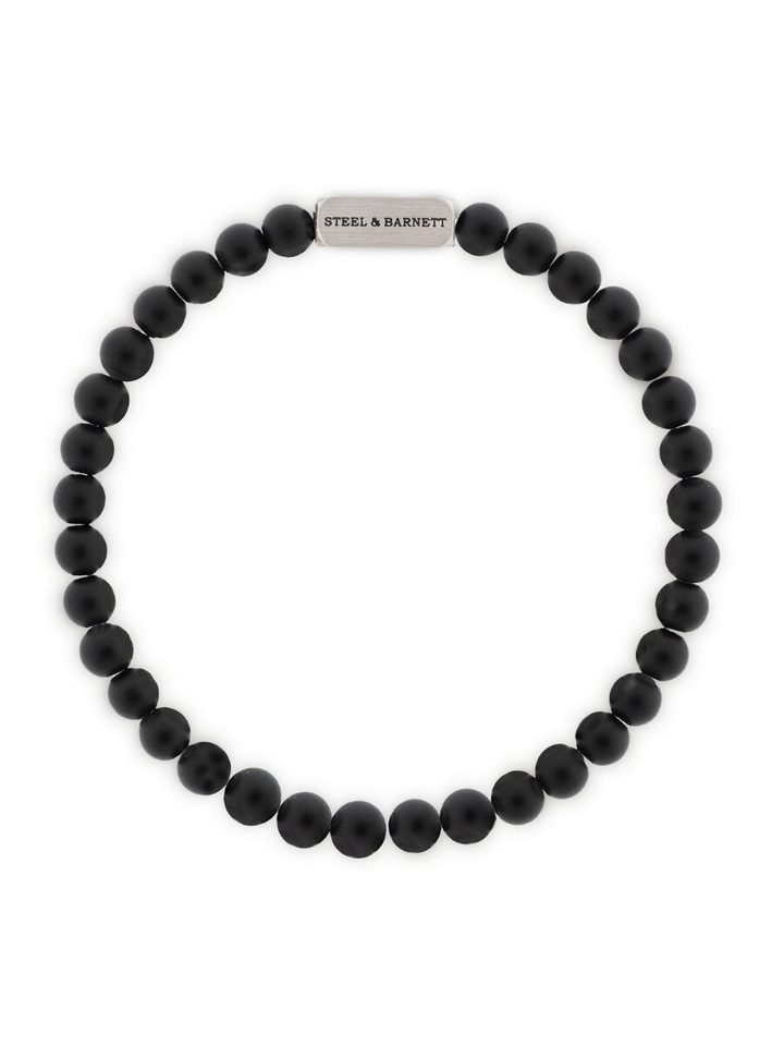 Mat zwarte ronde edelsteen armband Naturel Steel And Barnett