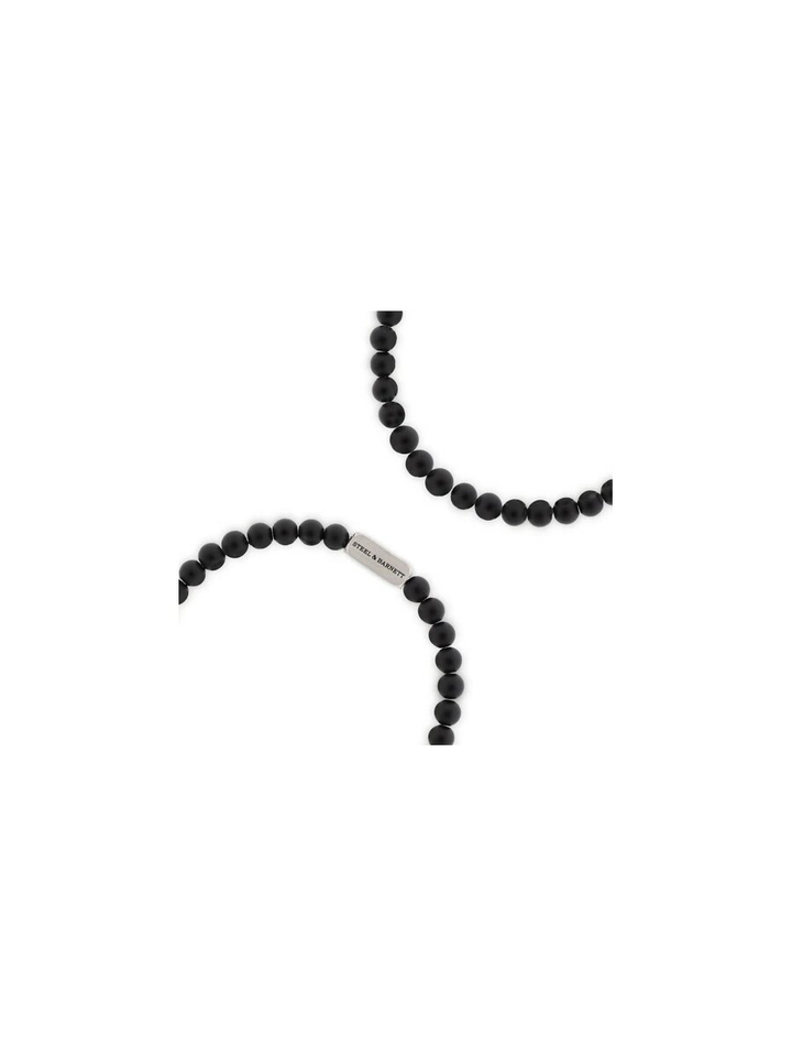 Mat zwarte ronde edelsteen armband Naturel Steel And Barnett