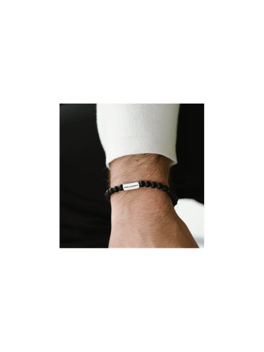 Mat zwarte ronde edelsteen armband Naturel Steel And Barnett