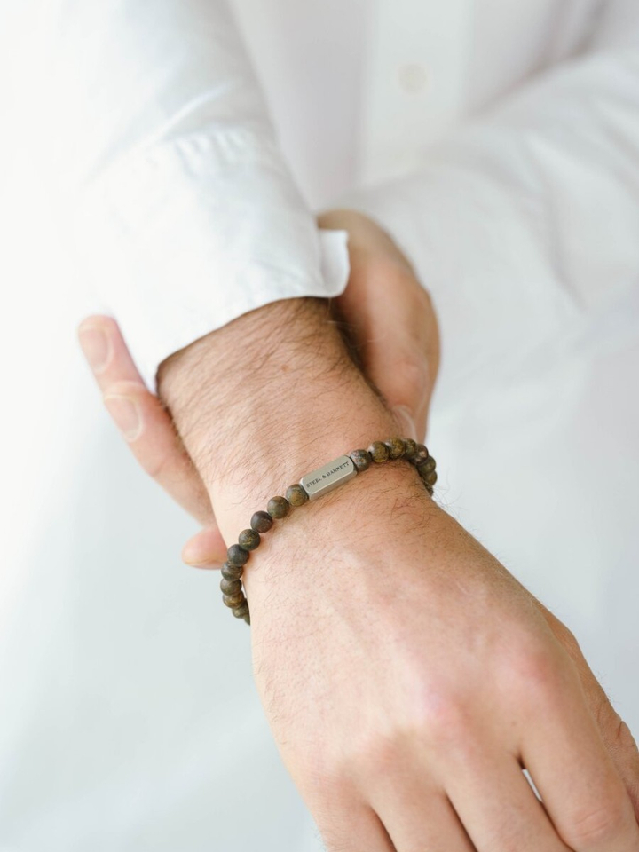 Mat bronziet ronde edelsteen armband  Naturel Steel And Barnett