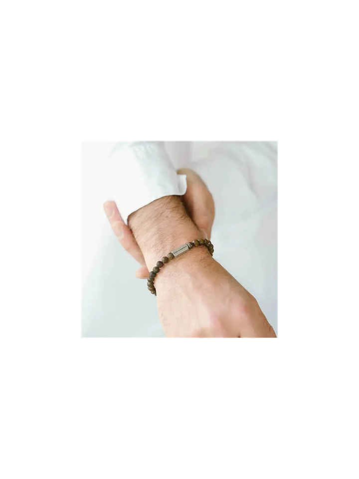 Mat bronziet ronde edelsteen armband Naturel Steel And Barnett