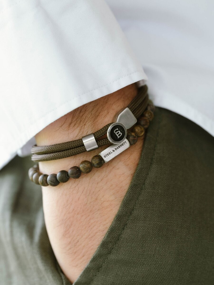 Mat bronziet ronde edelsteen armband  Naturel Steel And Barnett