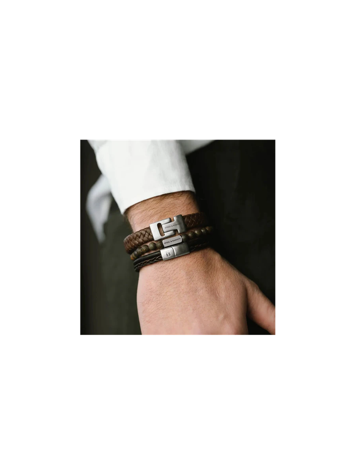 Mat bronziet ronde edelsteen armband Naturel Steel And Barnett