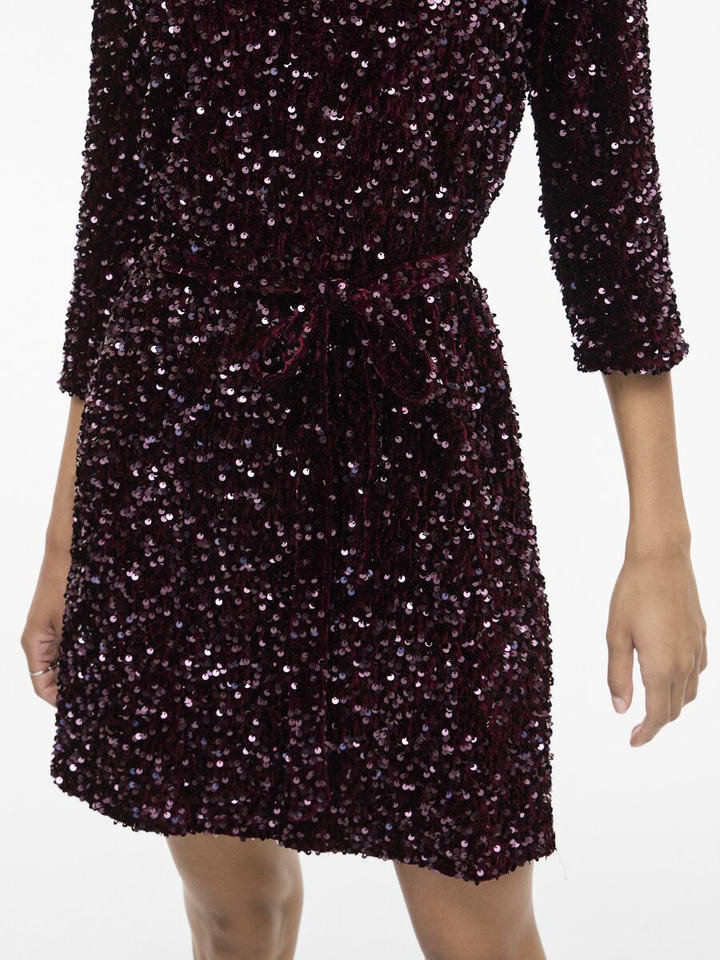 Bordeaux jurk in pailletten Vifaith Vila