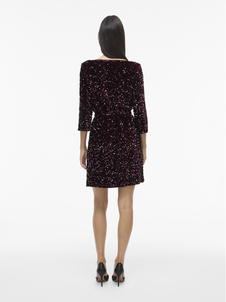 Bordeaux jurk in pailletten Vifaith Vila