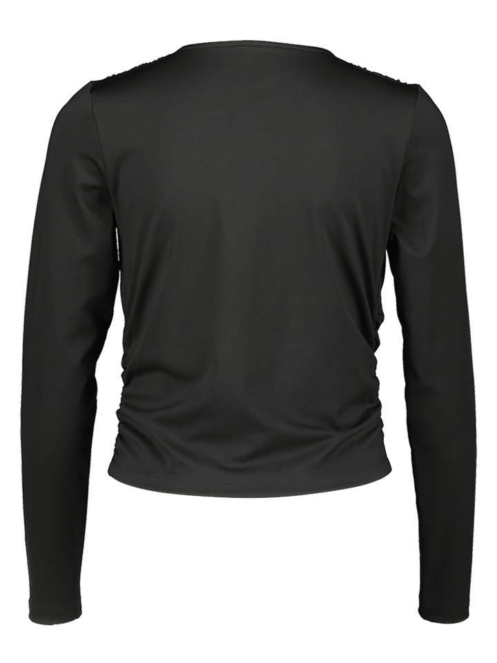 Zwarte blouse met watervalkraag Access 