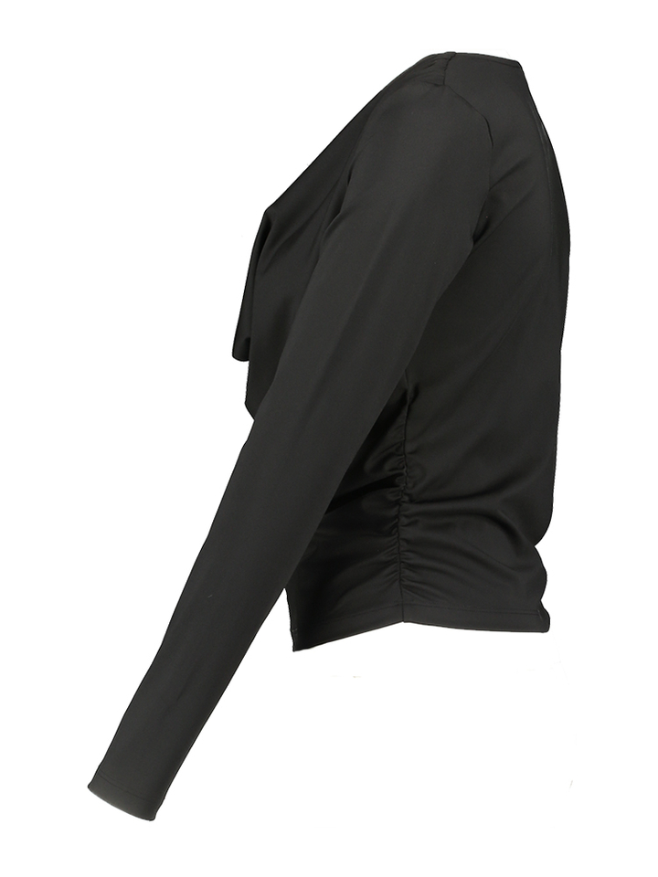 Zwarte blouse met watervalkraag Access 