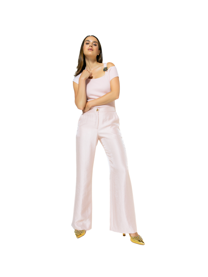 Roze glanzende broek Caroline Biss 