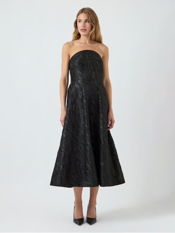Zwarte strapless jurk met structuur Yastello Tube Yas