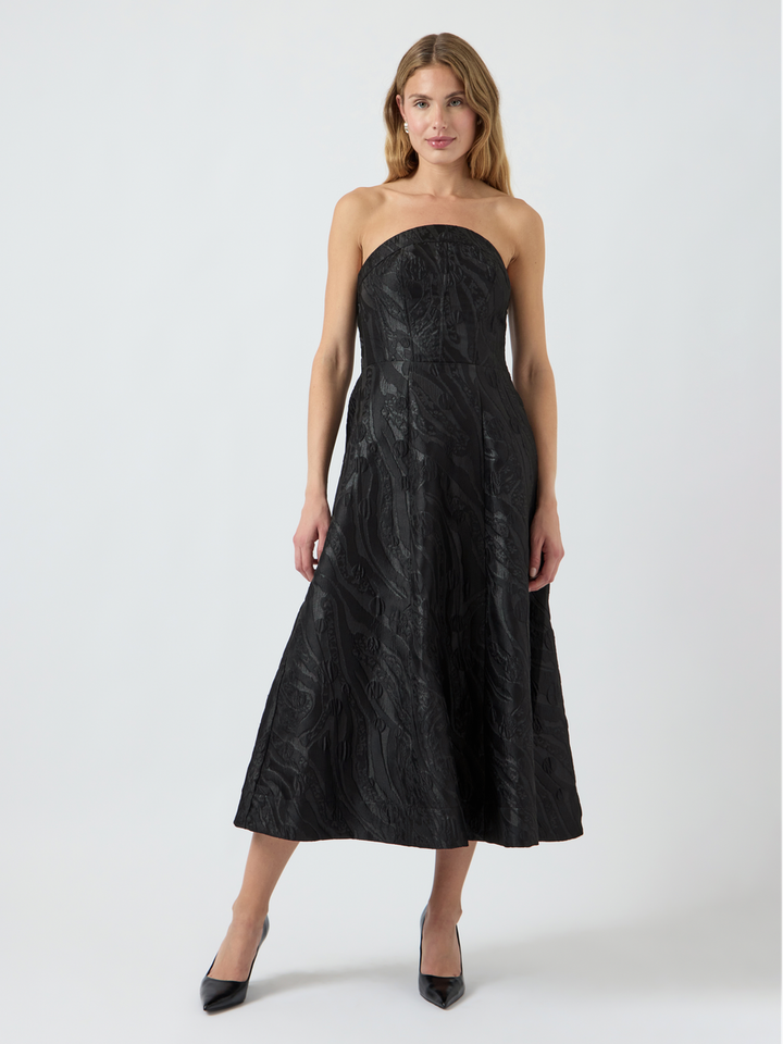 Zwarte strapless jurk met structuur Yastello Tube Yas