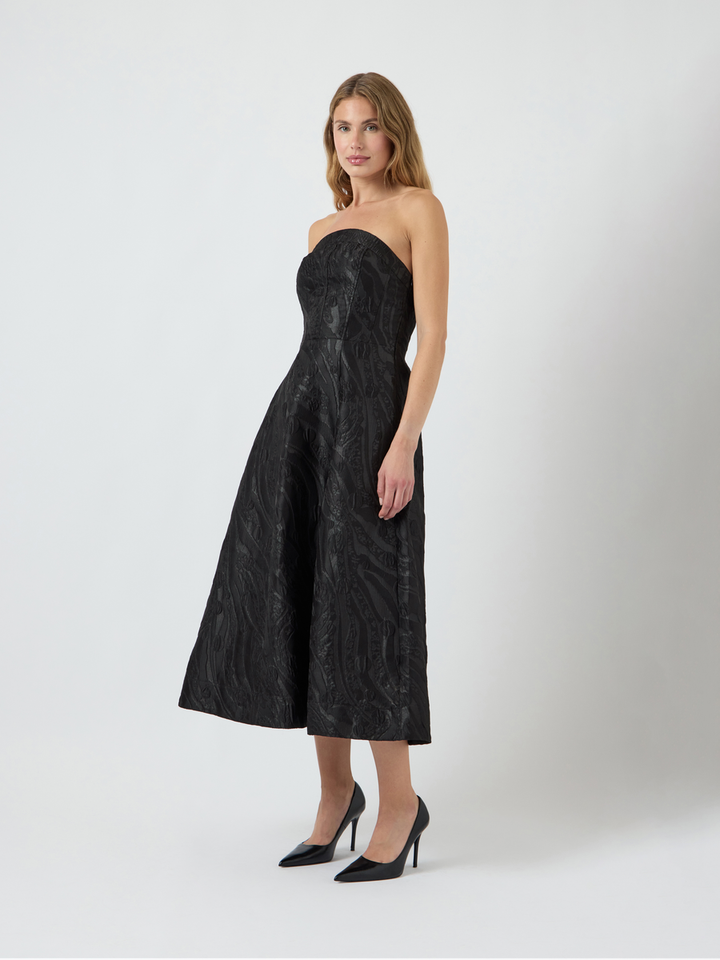 Zwarte strapless jurk met structuur Yastello Tube Yas